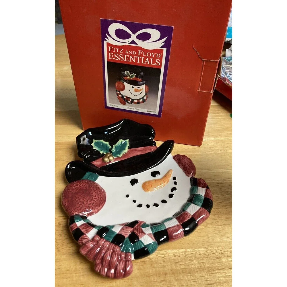 FITZ AND FLOYD ESSENTIALS Holiday Ceramic Snowman 10